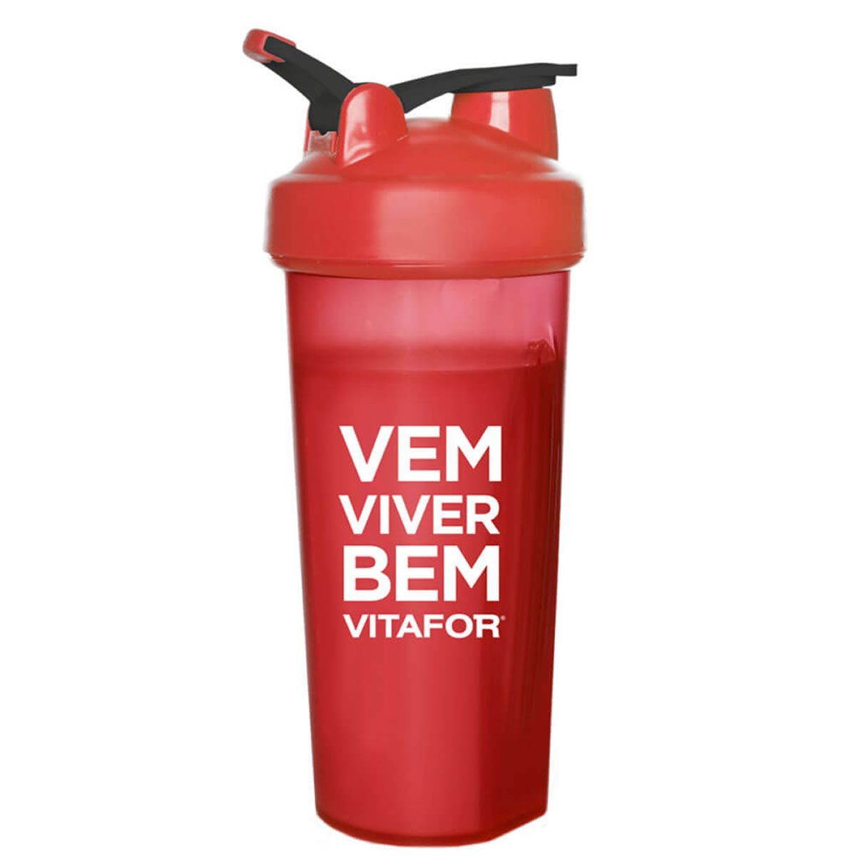 Coqueteleira Vem Viver Bem - 600ml  Vermelha - Vitafor