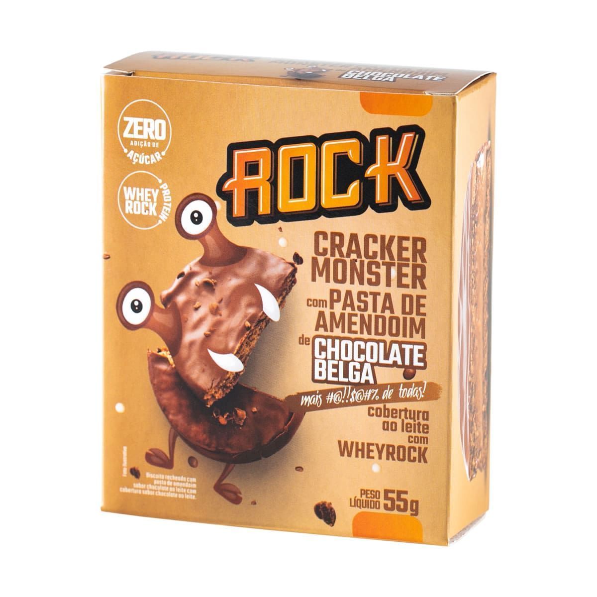 Cracker Monster Com Pasta De Amendoim - 55g Chocolate Belga - Rock Peanut*** Data Venc. 30/05/2024