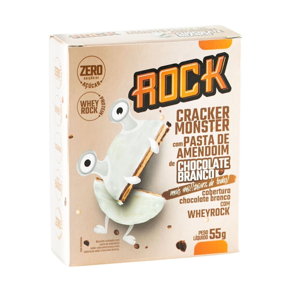 Cracker Monster Com Pasta De Amendoim - 55g Chocolate Branco - Rock Peanut