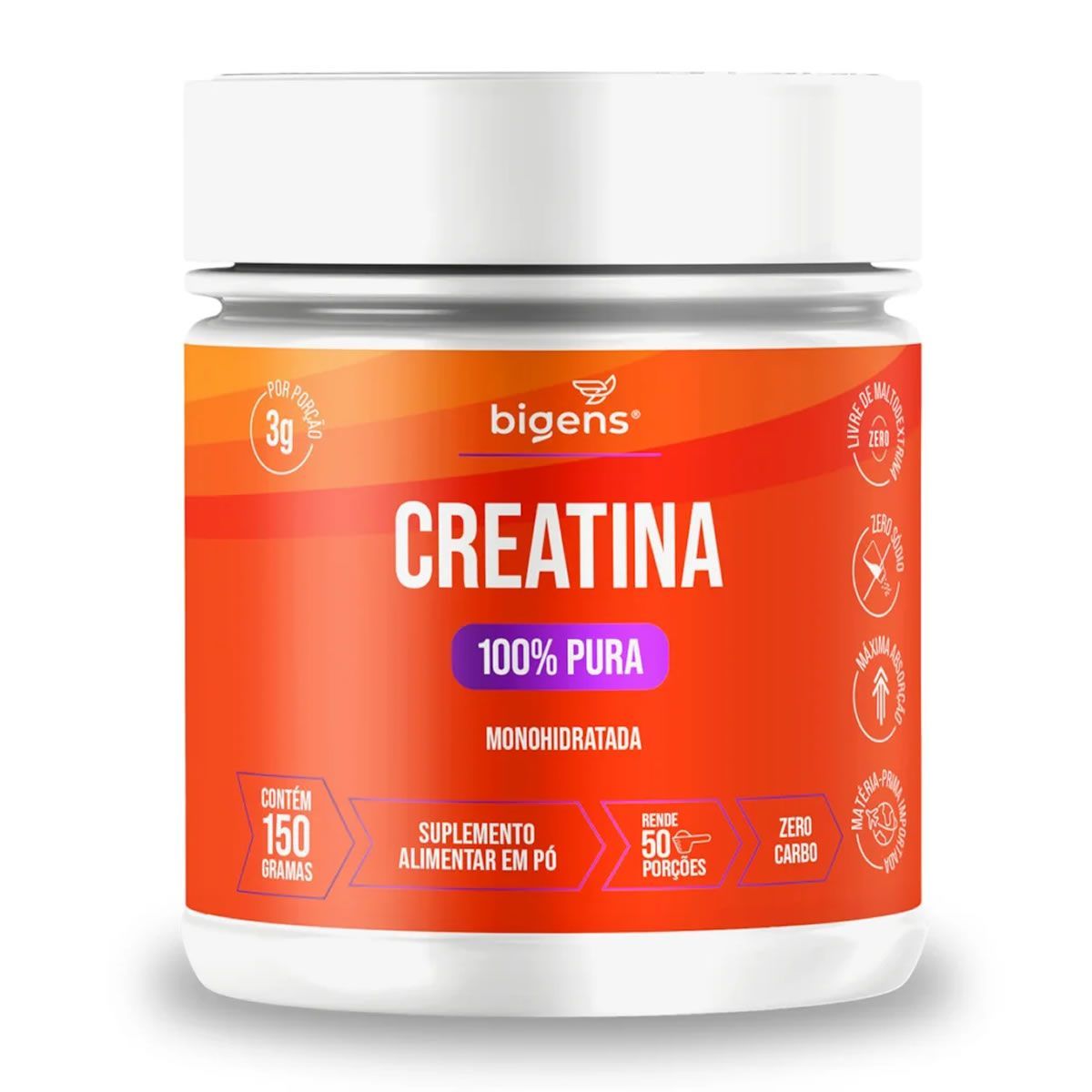 Creatina 100% Pura - 300g Sem Sabor - Bigens