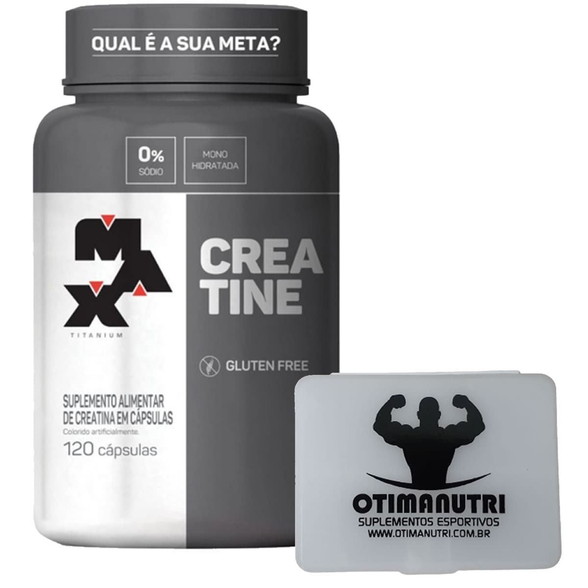 Creatina - 120 c�psulas + Porta C�psulas transparente - Max Titanium
