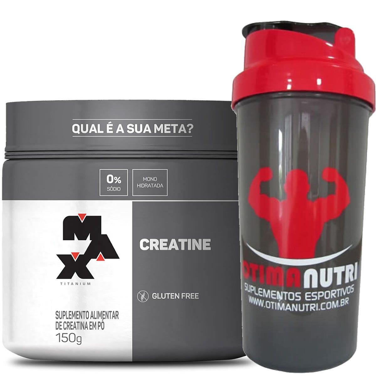 Creatina - 150g + Coqueteleira 600ml Preta - Max Titanium