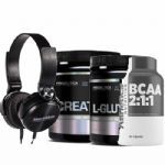 Creatina 300g + L-Glutamine 120g + Bcaa 60 C�psulas + Fone de Ouvido Preto - MuscleMeds