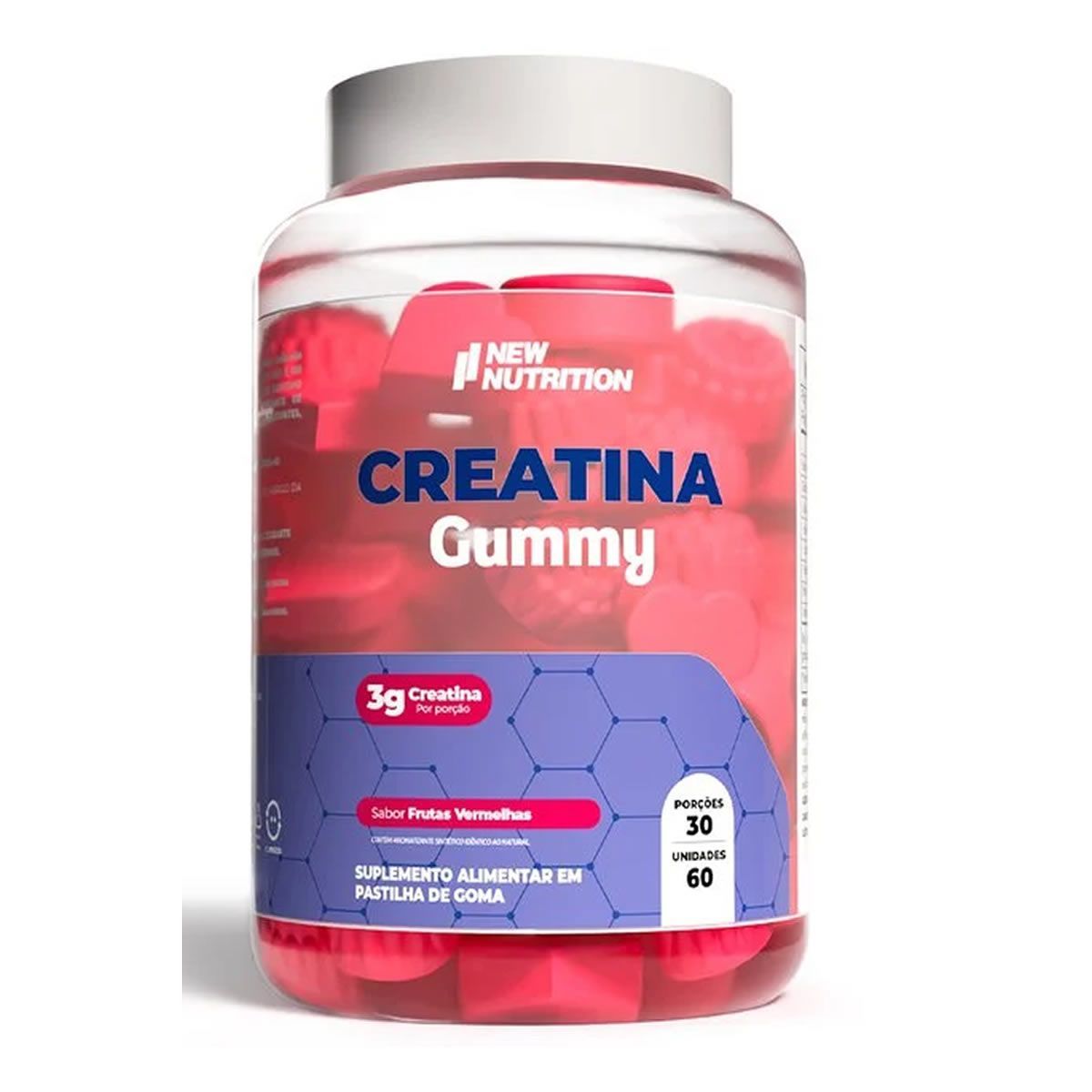 Creatina Gummy - 60 Gomas Freutas Vermelhas -  Newnutrition