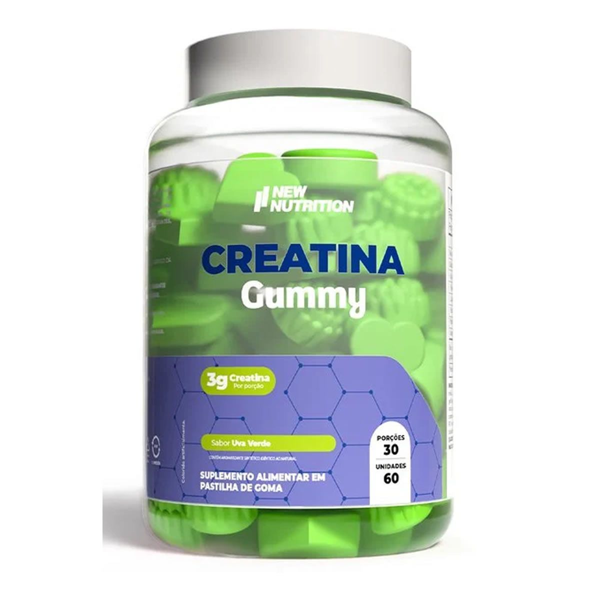 Creatina Gummy - 60 Gomas Uva Verde -  Newnutrition