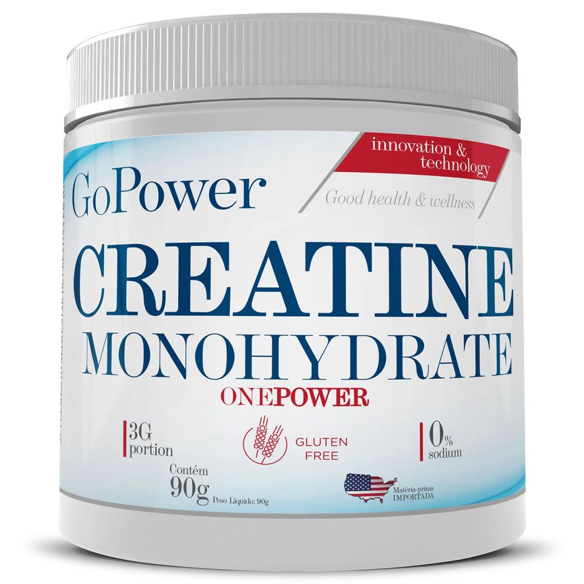 Creatina Monohidratada - 90g Sem Sabor - GoPower*** Data Venc. 30/07/2024