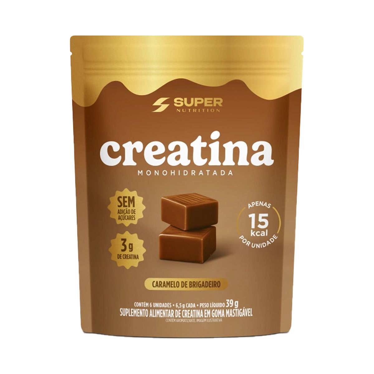 Creatina Monohidratada em Goma - 6 Gomas Caramelo de Brigadeiro - Desinch�