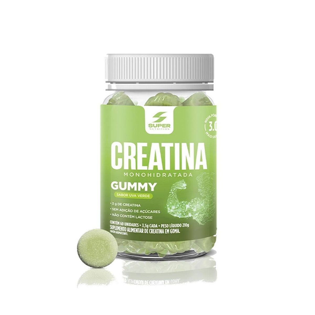 Creatina Monohidratada Gummy - 60 Gomas 3,5g Uva Verde - Desinch�