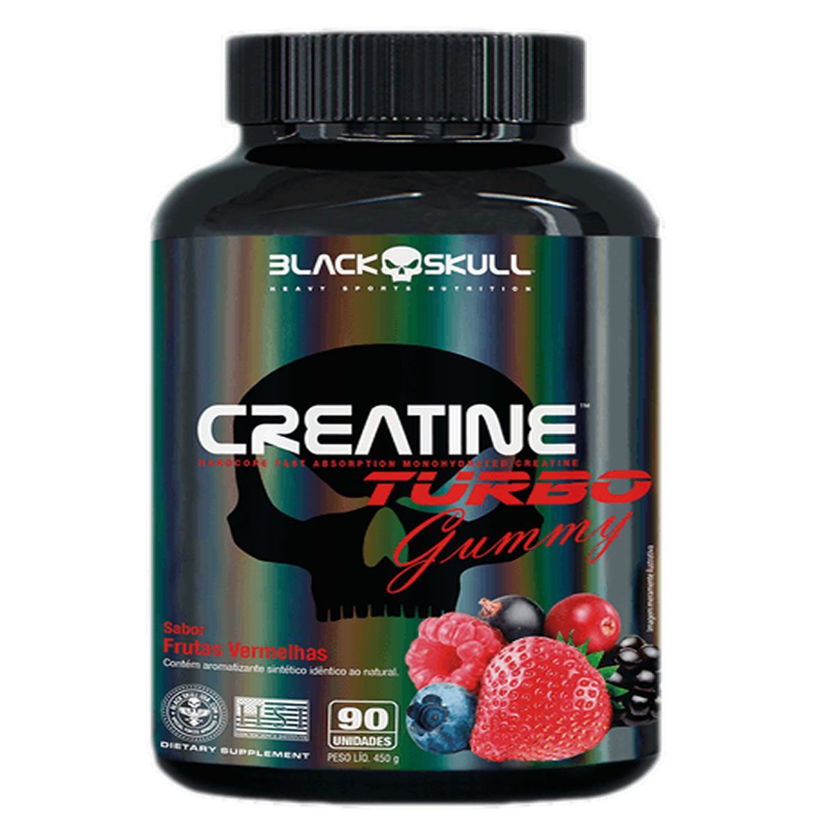 Creatine Gummy - 90 Gomas  Frutas Vermelhas - Black Skull