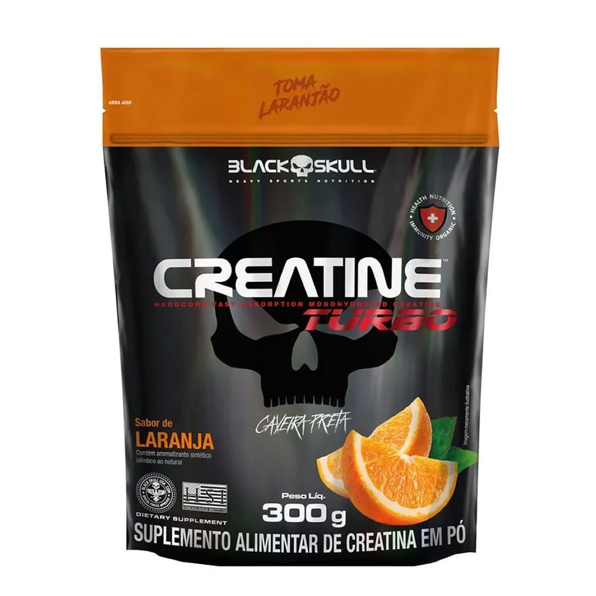 Creatine Turbo Monohidratada - 300g Refil Laranja - Black Skull