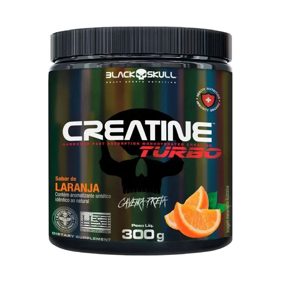 Creatine Turbo Monohidratada - 300g Laranja - Black Skull