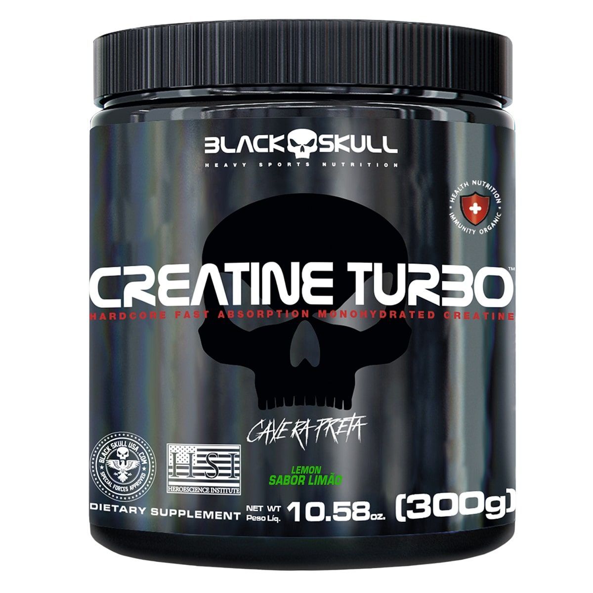 Creatine Turbo Monohidratada - 300g Lim�o - Black Skull