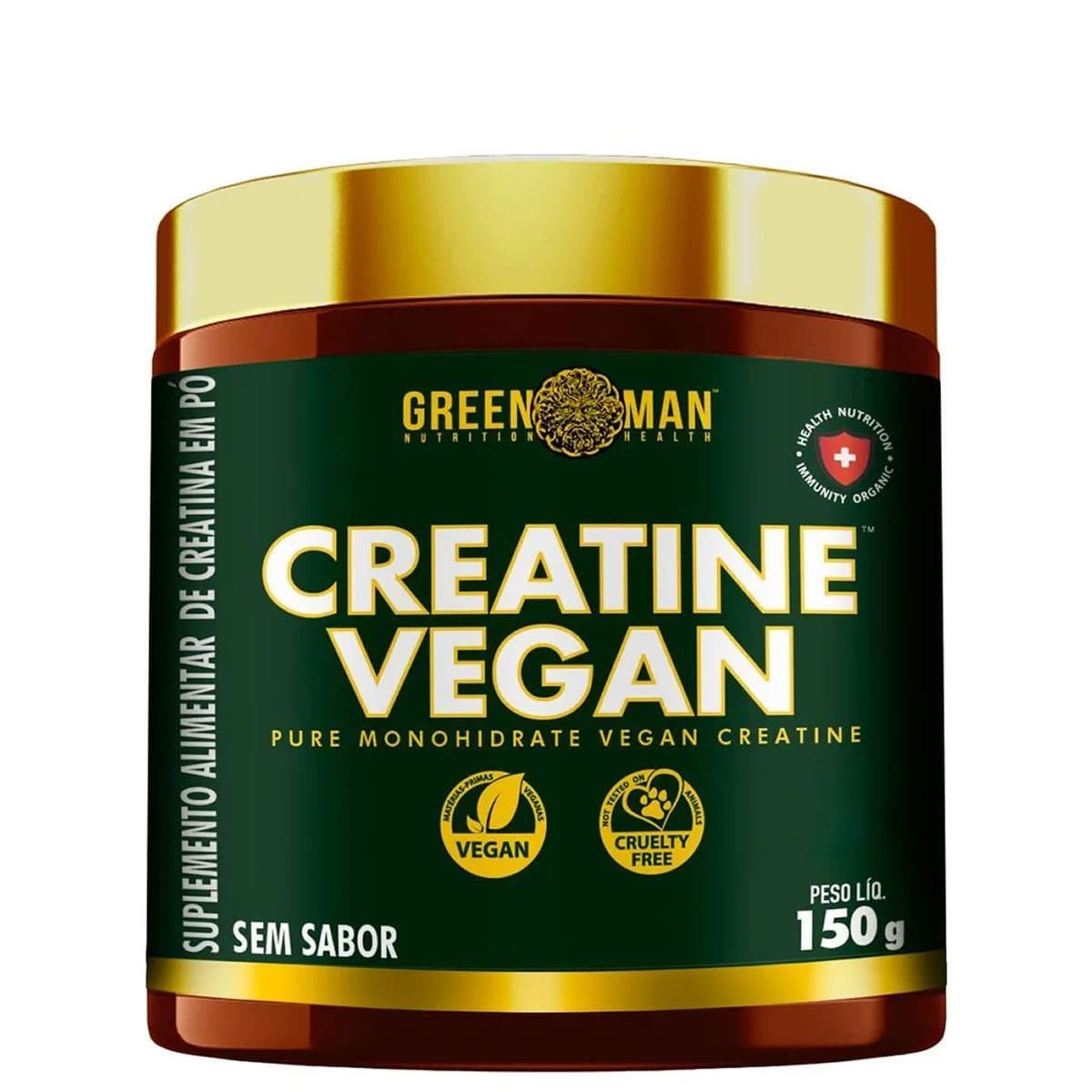 Creatine Vegan Green Man - 150g Sem Sabor - Black Skull*** Data Venc. 30/07/2025