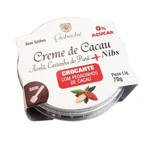 Creme de Cacau Tradicional com Avel� e Castanha do Par� e Nibs - 70g - Gobeche