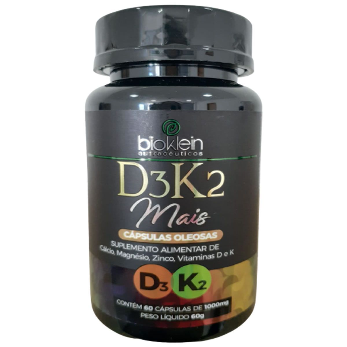 D3K2 Mais C�lcio Magn�sio e Zinco- 60 C�psulas - Bioklein*** TAMPA QUEBRADA *** Data Venc. 30/08/2025