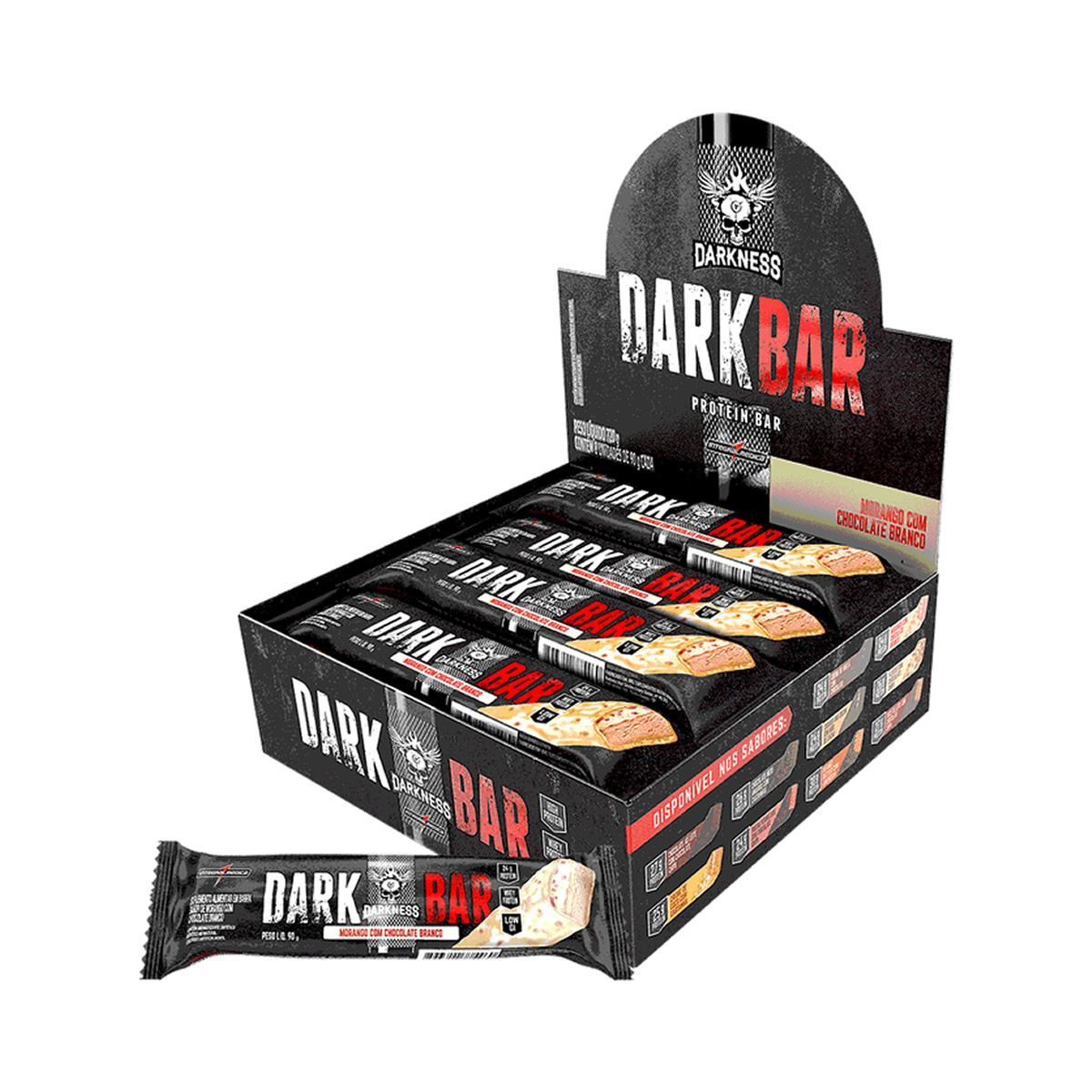 Whey Bar Darkness - 8 Unidades 90g Morango Com Chocolate Branco - IntegralM�dica