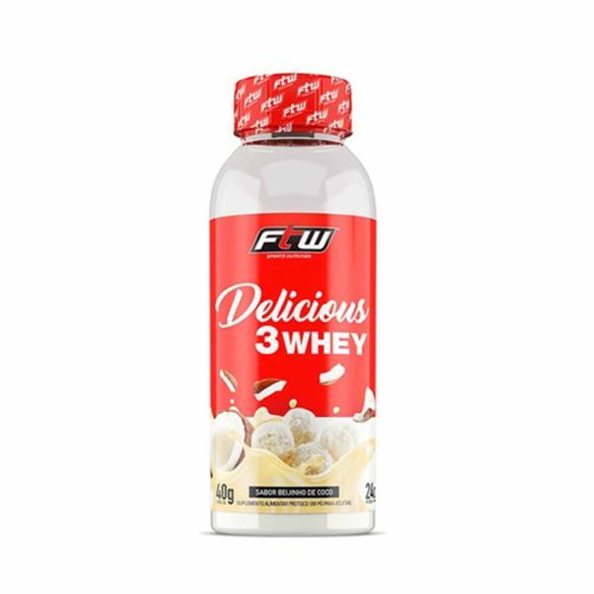 Delicious 3 Whey - 40g Beijinho de Coco - FTW*** Data Venc. 30/12/2024