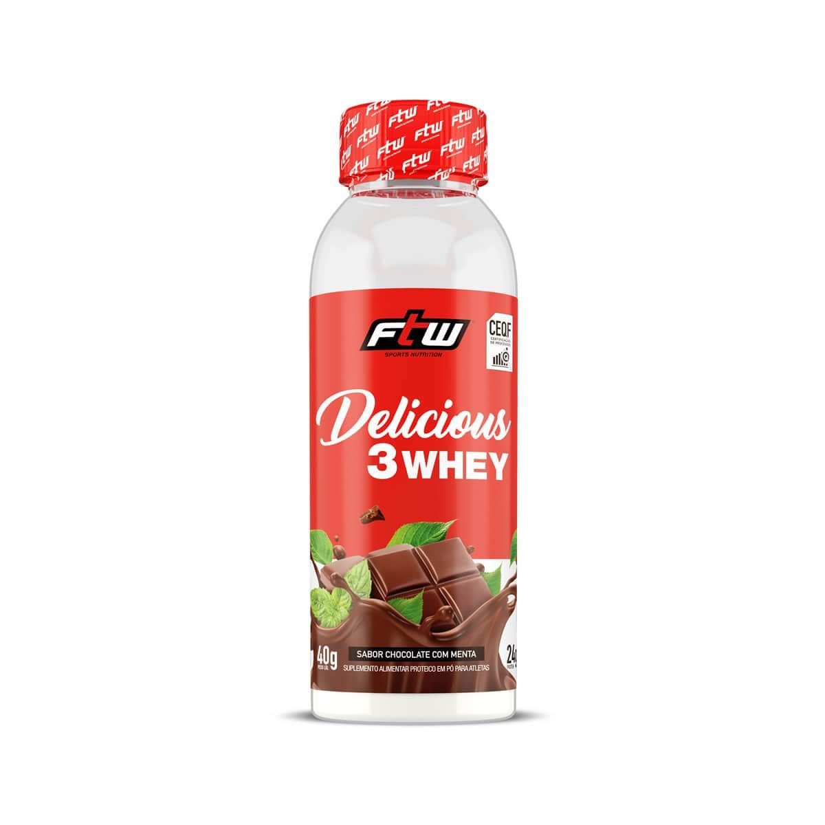 Delicious 3 Whey - 40g Chocolate com Menta - FTW*** Data Venc. 30/09/2024