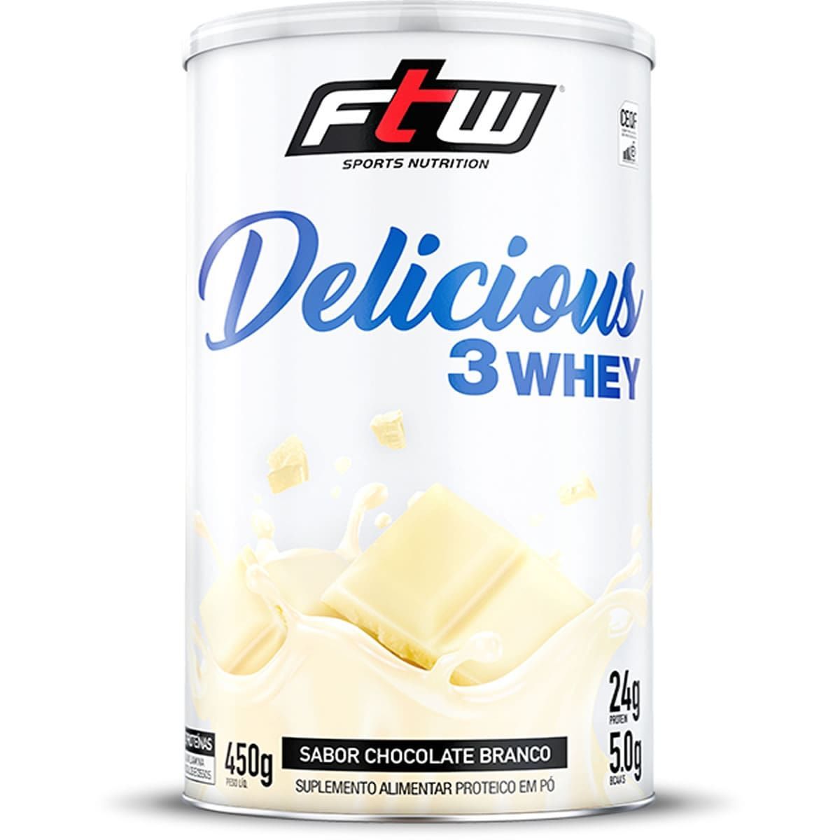 Delicious 3 Whey - 450g Chocolate Branco - FTW