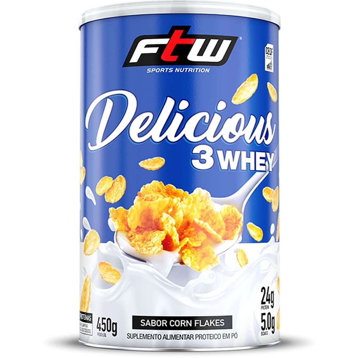 Delicious 3 Whey - 450g Corn Flakes - FTW*** Data Venc. 30/03/2025