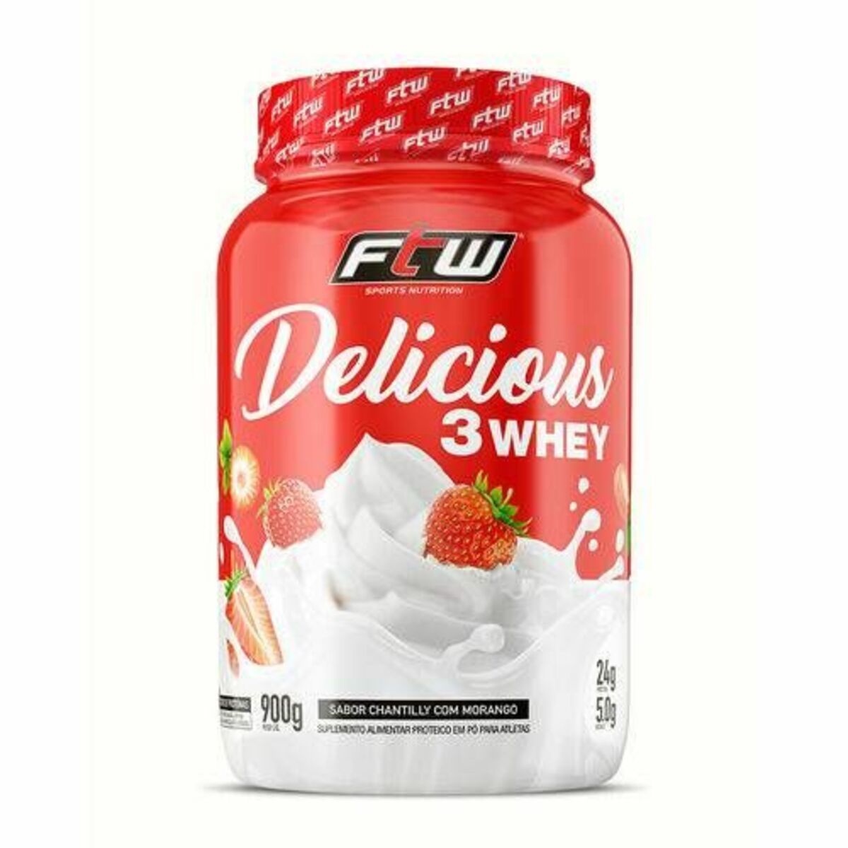 Delicious 3 Whey - 900g Chantilly com Morango - FTW*** Data Venc. 30/05/2024