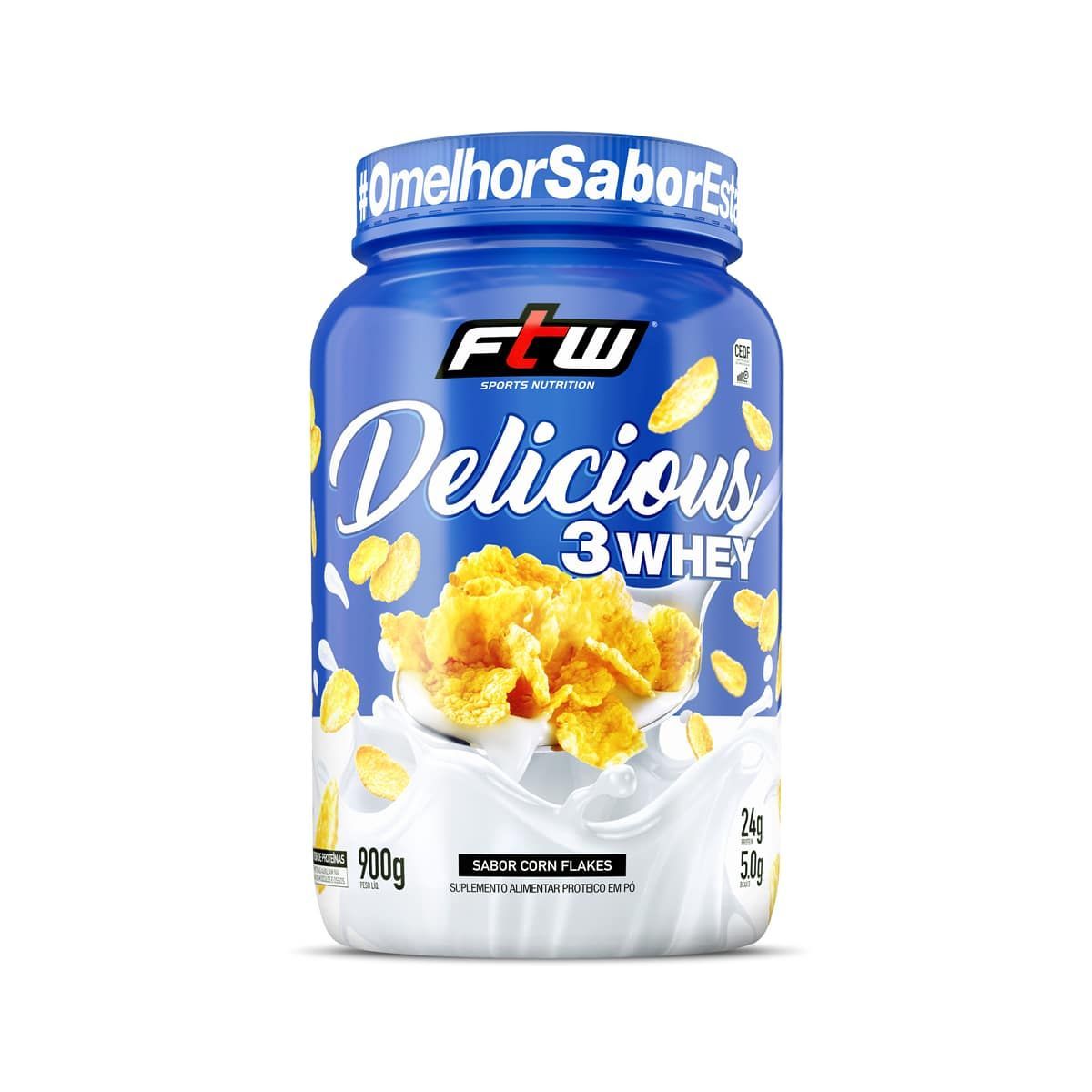 Delicious 3 Whey - 900g  Corn Flakes - FTW*** Data Venc. 28/02/2024