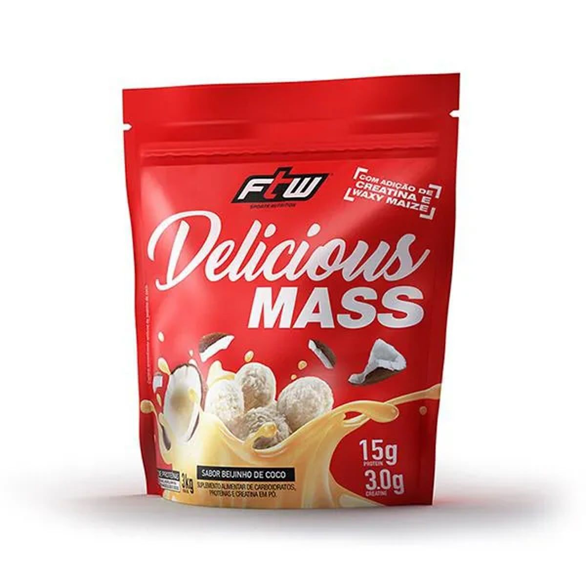 Delicious Mass - 3000g Refil Beijinho de Coco - FTW*** Data Venc. 28/02/2023