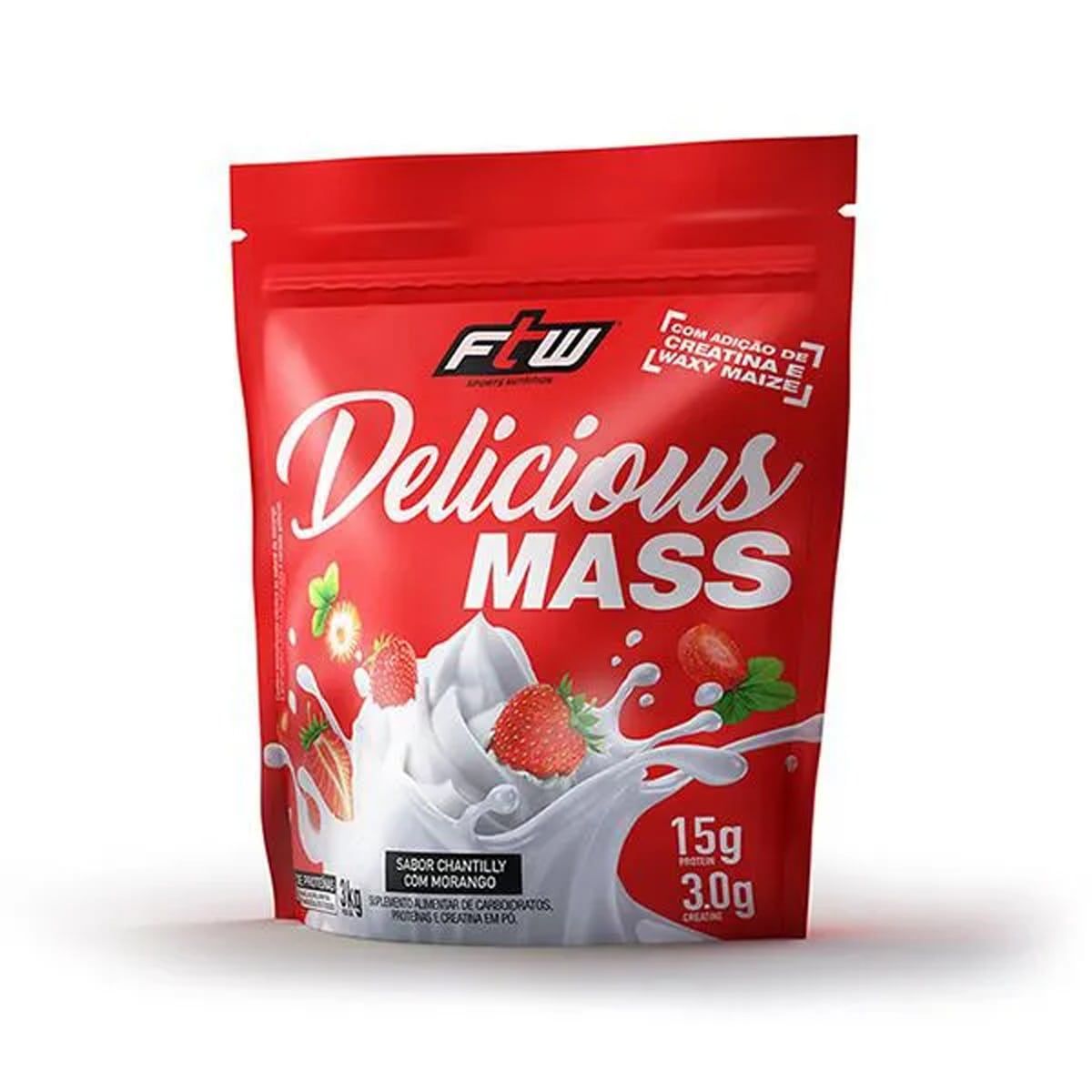 Delicious Mass - 3000g Refil Chantilly com Morango - FTW