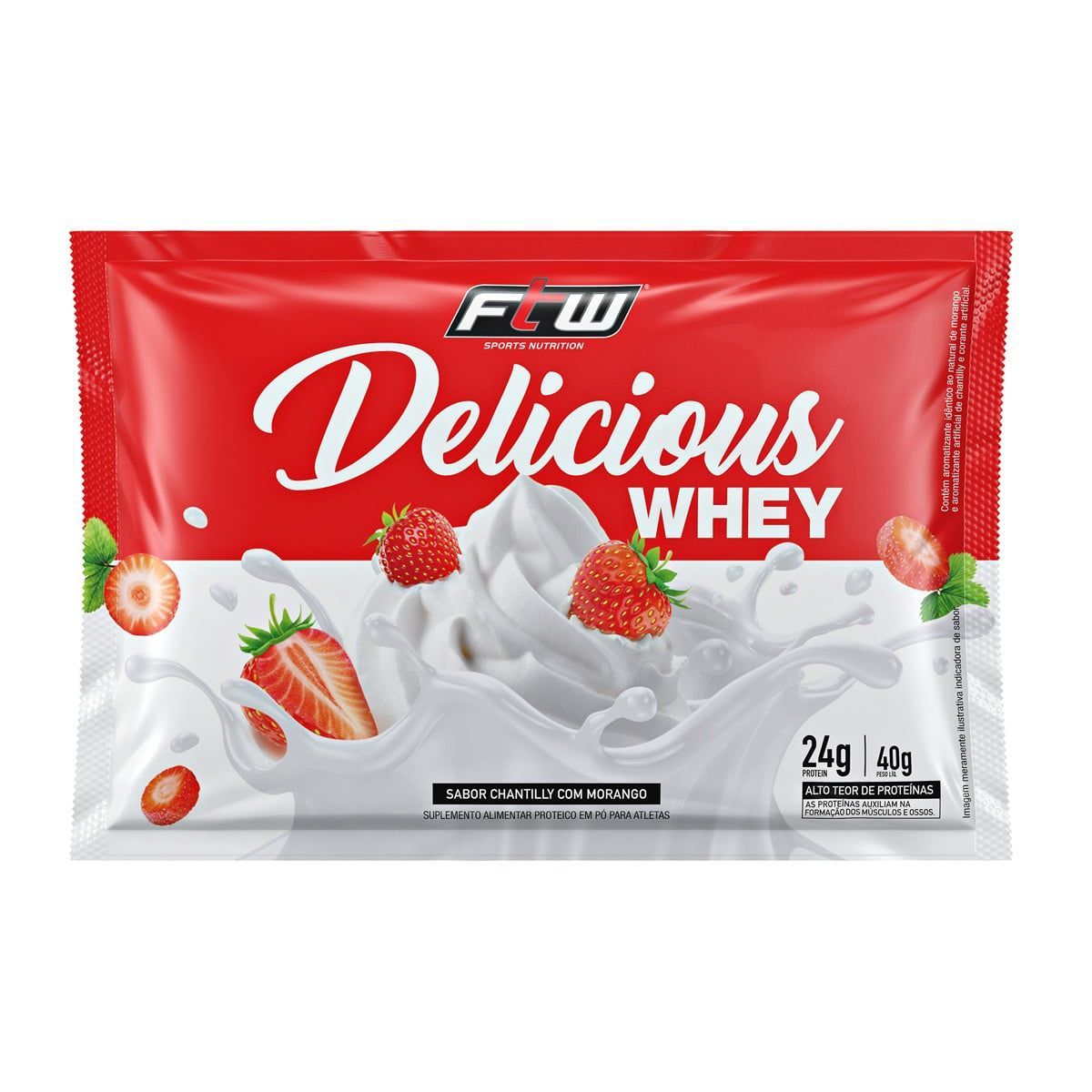 Delicious Whey - 1 Sach� 40g Chantilly com Morango - FTW