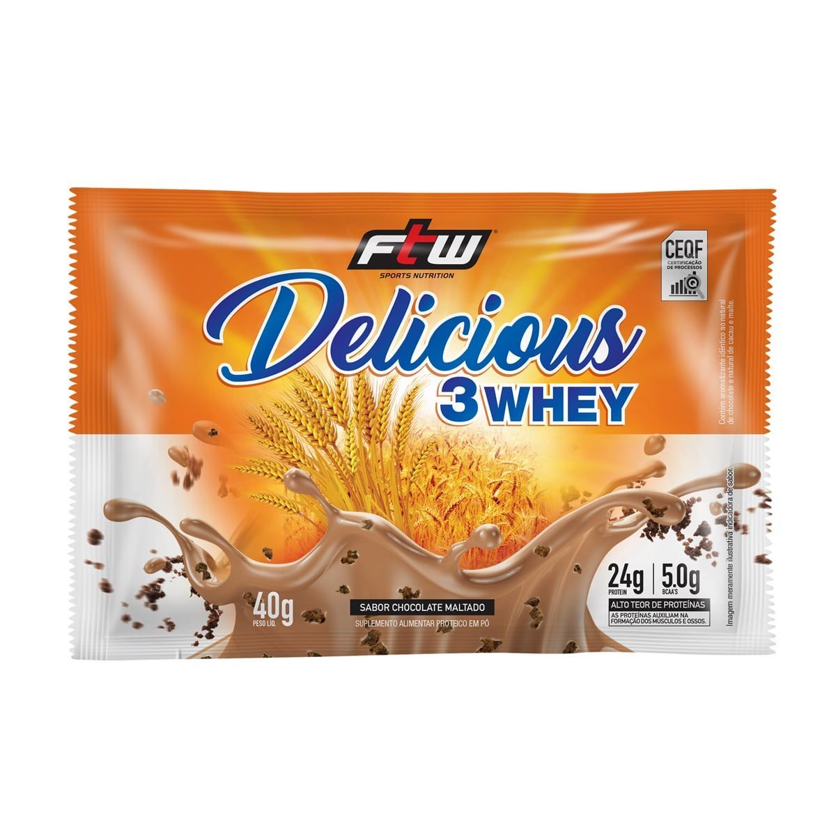 Delicious 3 Whey - 1 Sach� 40g  Chocolate Maltado - FTW