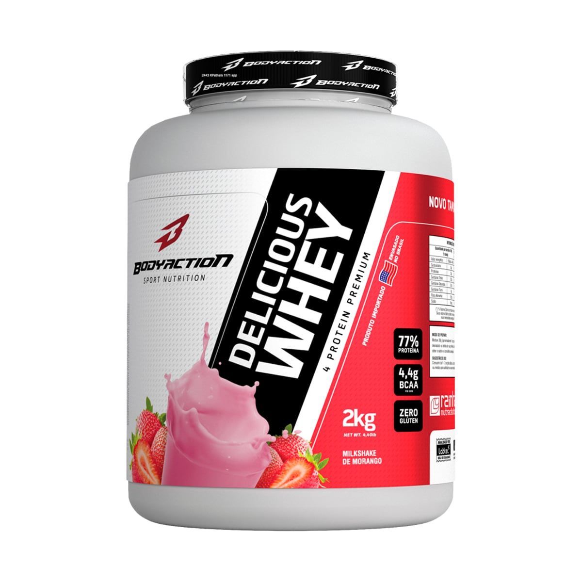 Delicious Whey - 2000g Milkshake de Morango - BodyAction