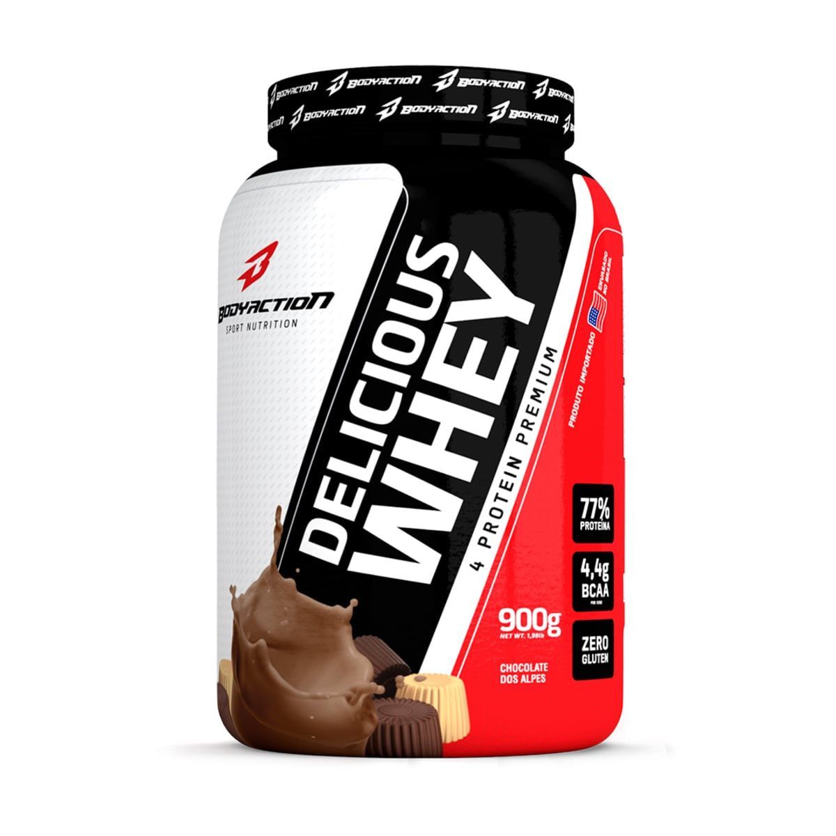 Delicious Whey - 900g Chocolate dos Alpes - BodyAction