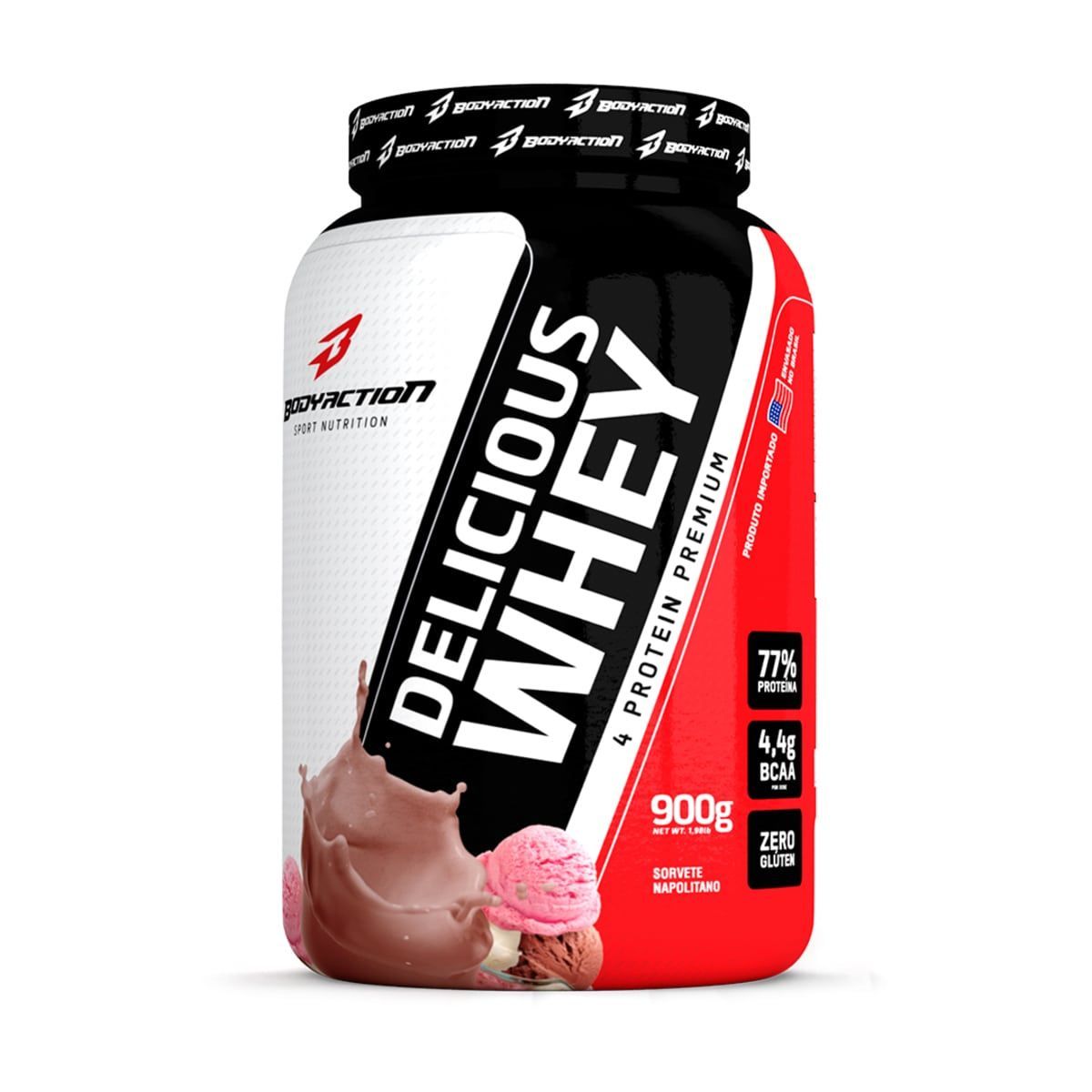 Delicious Whey - 900g Sorvete Napolitano - BodyAction