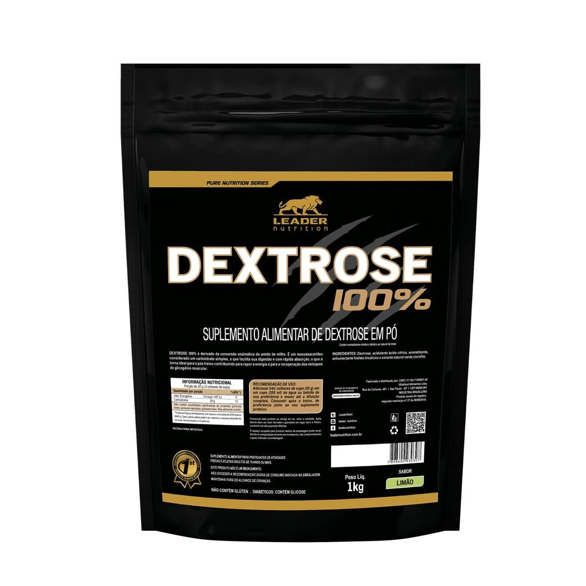 Dextrose 100% - 1000g Refil Lim�o - Leader Nutrition