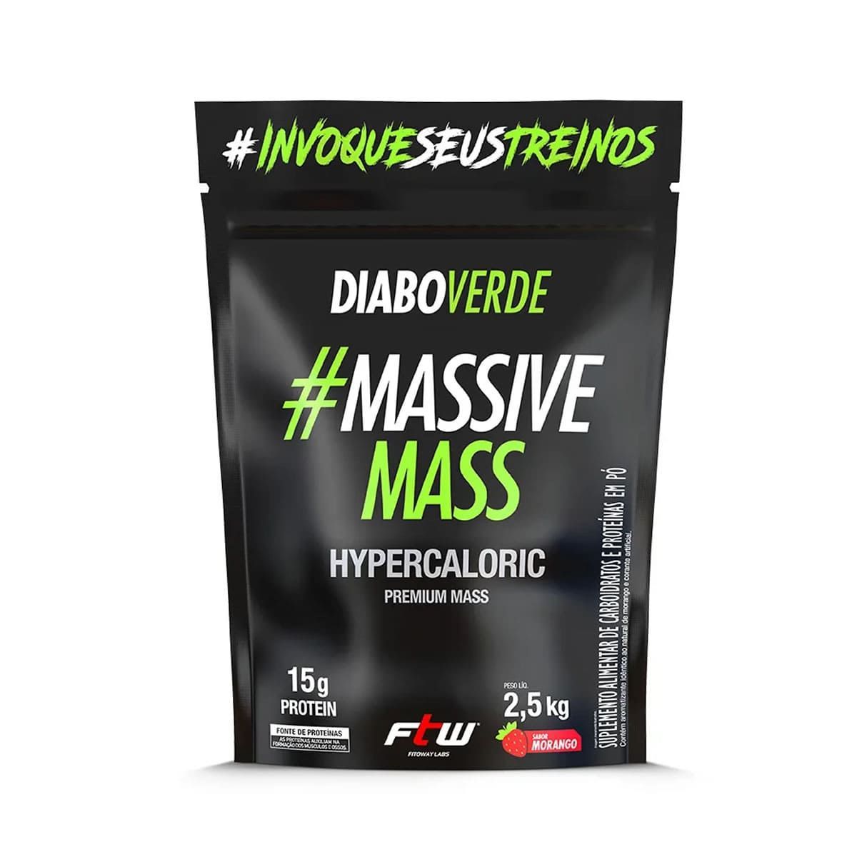 Diabo Verde Massive Mass - 2500g Refil Morango - FTW