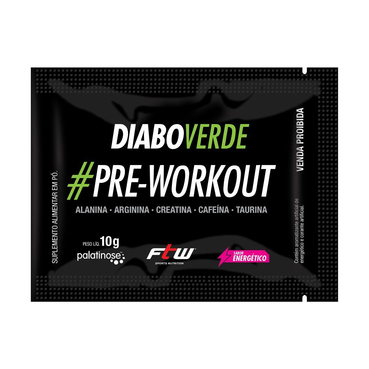 Amostra Gr�tis - Diabo Verde #Pre-Workout - 1 Sach� 10g Energ�tico - FTW