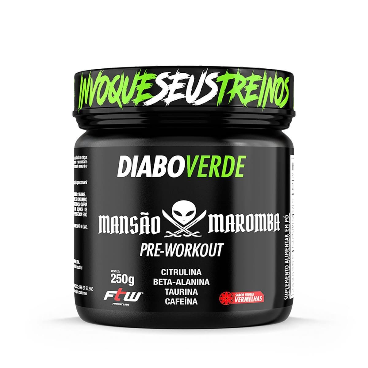 Diabo Verde Pre-Workout Mans�o Maromba - 250g Frutas Vermelhas - FTW
