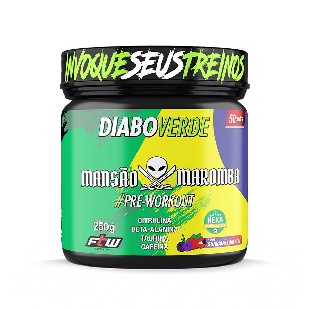 Diabo Verde Pre-Workout Mans�o Maromba - 250g Guaran� com A�a� - FTW*** Data Venc. 30/12/2023