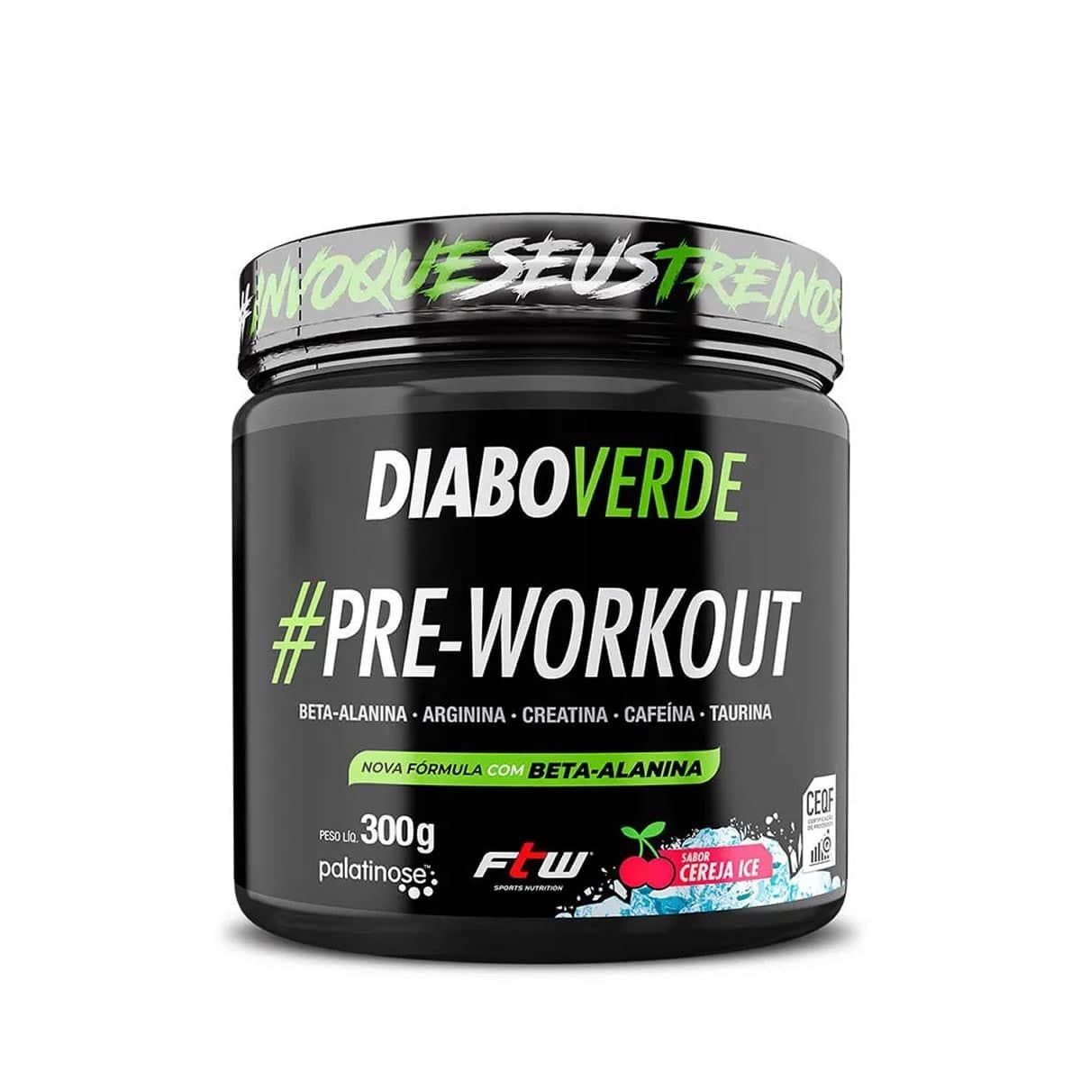 Diabo Verde Pre - Workout Nova F�rmula- 300g Cereja Ice - FTW