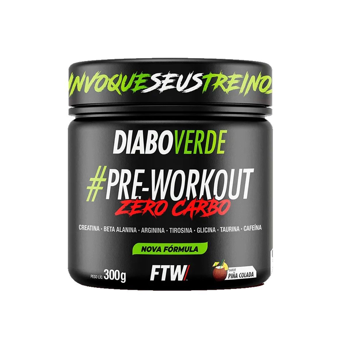 Diabo Verde Pr�-Workout Zero Carbo - 300g Pina Colada - FTW