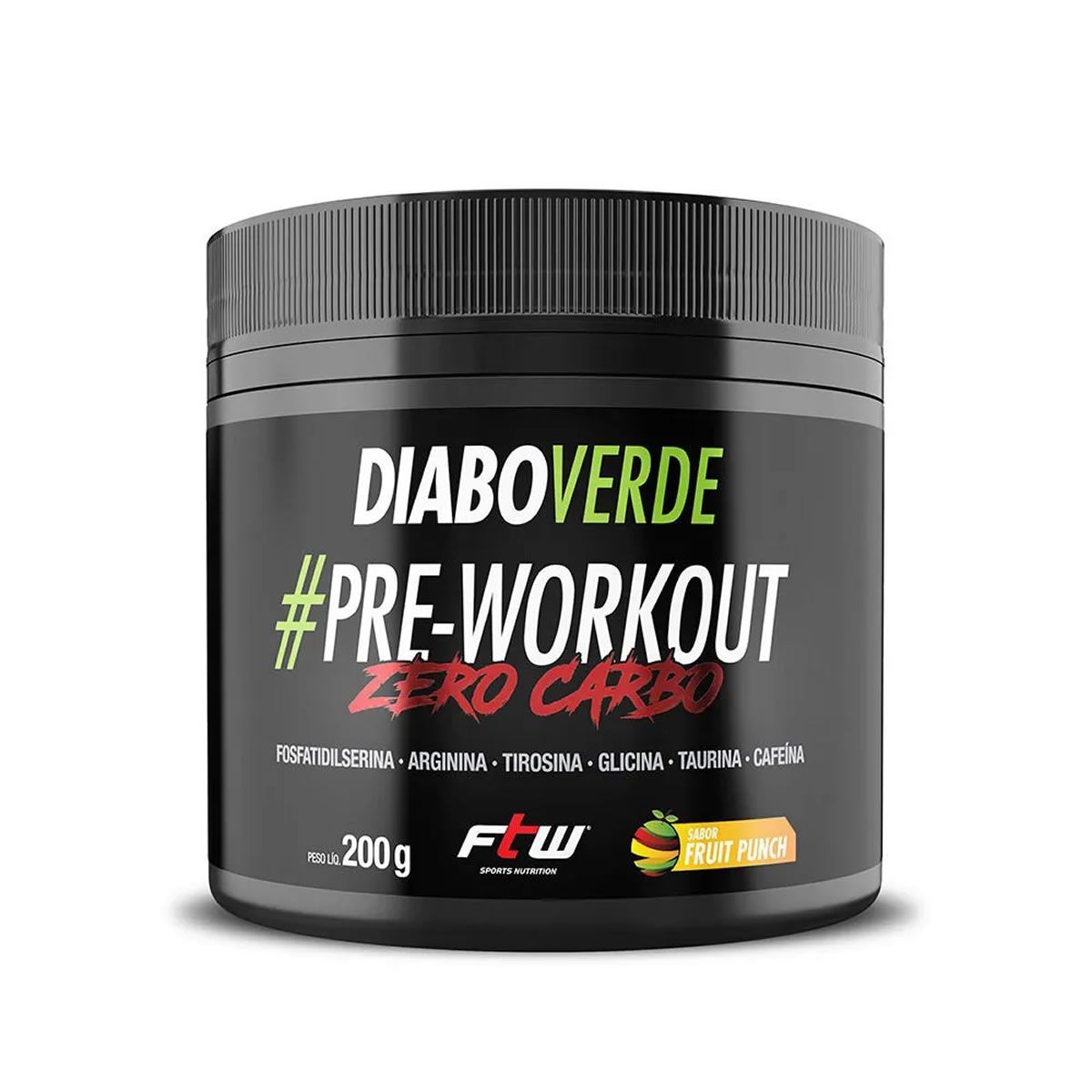 Diabo Verde Zero Carbo - 200g Fruit Punch - FTW*** Data Venc. 31/12/2024
