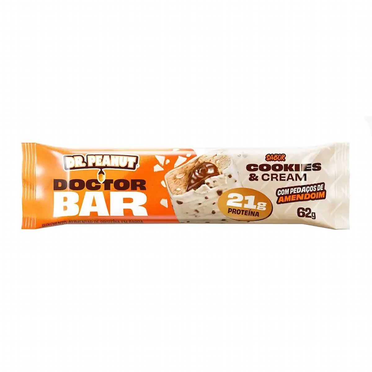 Doctor Bar - 1 Unidade de 62g Cookies And Cream - Dr.Peanut*** Data Venc. 28/03/2026