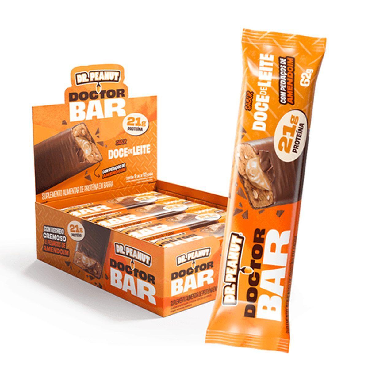 Doctor Bar - 8 Unidades de 62g Doce de Leite - Dr.Peanut*** Data Venc. 31/03/2026