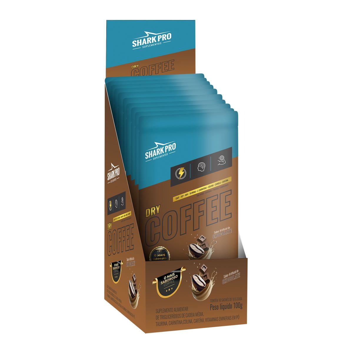 Dry Coffee - 10 Sach�s 10g Chocolate - Shark Pro