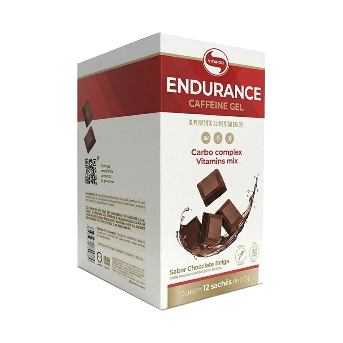 Endurance Caffeine Gel - 12 Sach�s 30g Chocolate Belga - Vitafor