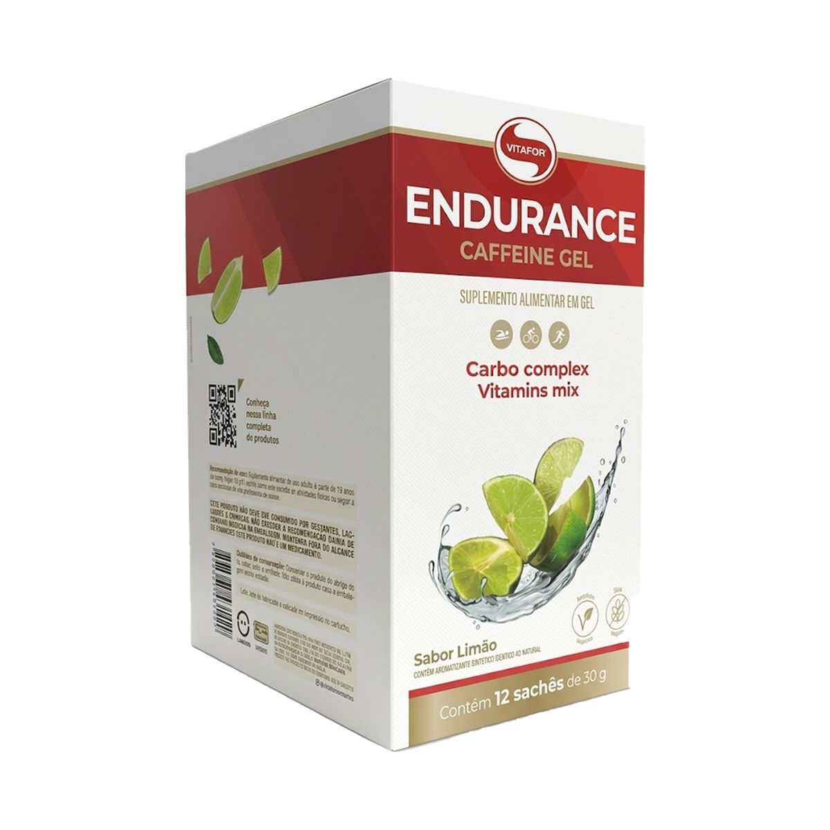 Endurance Caffeine Gel - 12 Sach�s 30g Lim�o - Vitafor