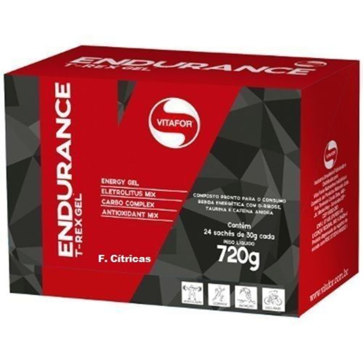 Endurance T-Rex Gel Energ�tico - 24 Unidades 30g Frutas C�tricas - Vitafor