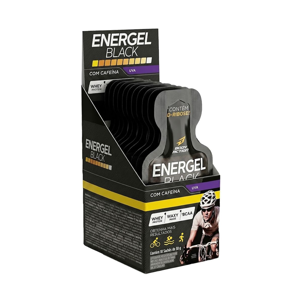 Energel Black - 10 Sach�s 30g Uva - BodyAction