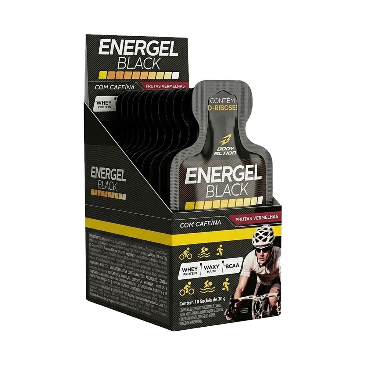Energel Black - 10 Sach�s Frutas Vermelhas - BodyAction