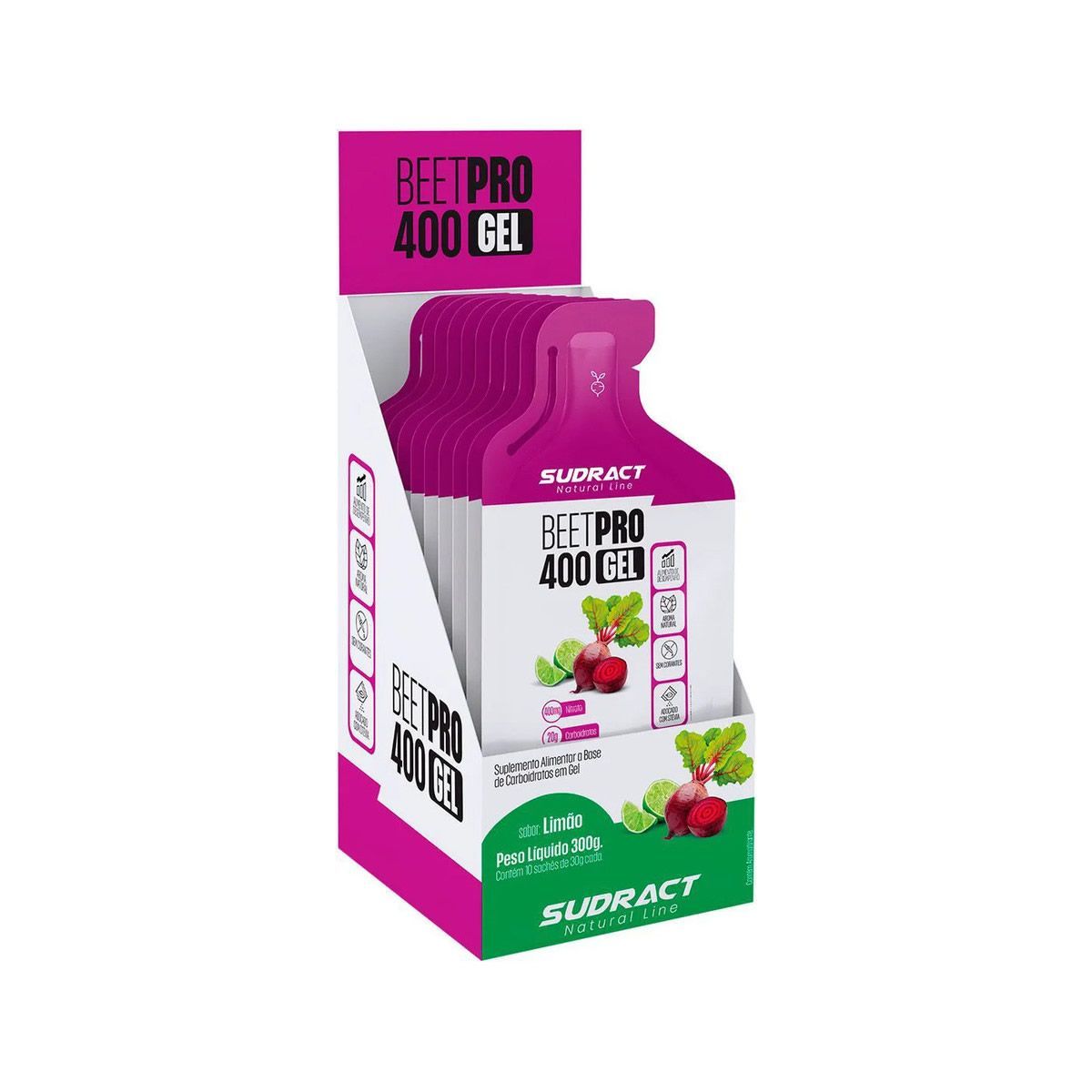 Energy Beet Pro Gel - 10 Unidades 30g Lim�o - Sudract Nutrition